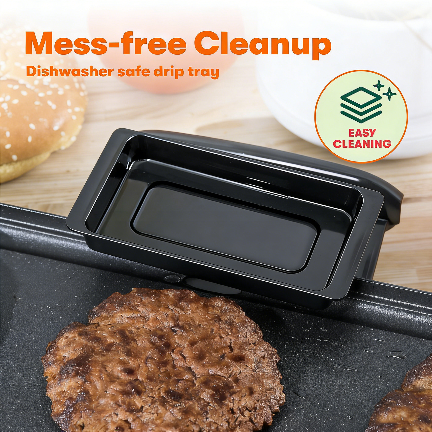 10"x18" Electric Griddle with Warming Tray, Smokeless Nonstick & Adjustable Temperature