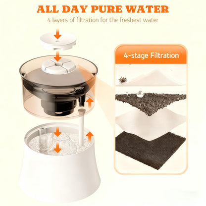 Large Dog Water Fountain with 4-Stage Filtration and Splash-Free Design
