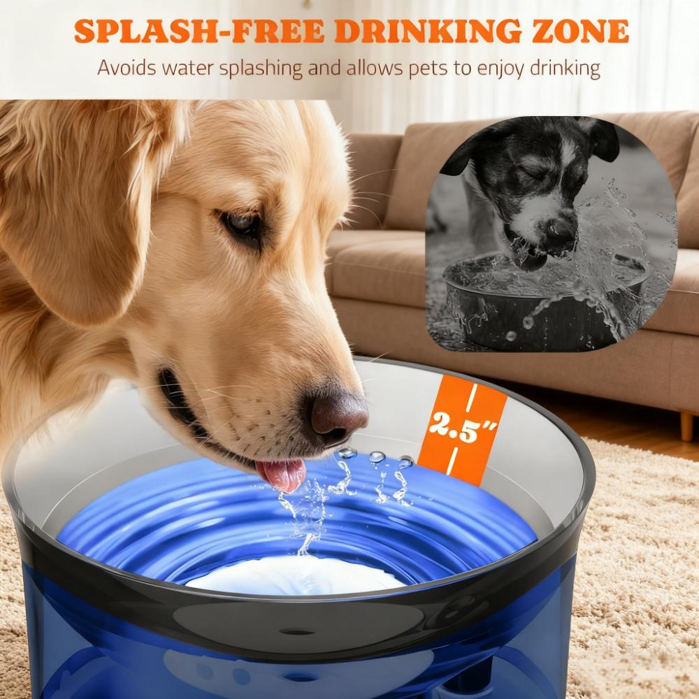 Large Dog Water Fountain with 4-Stage Filtration and Splash-Free Design