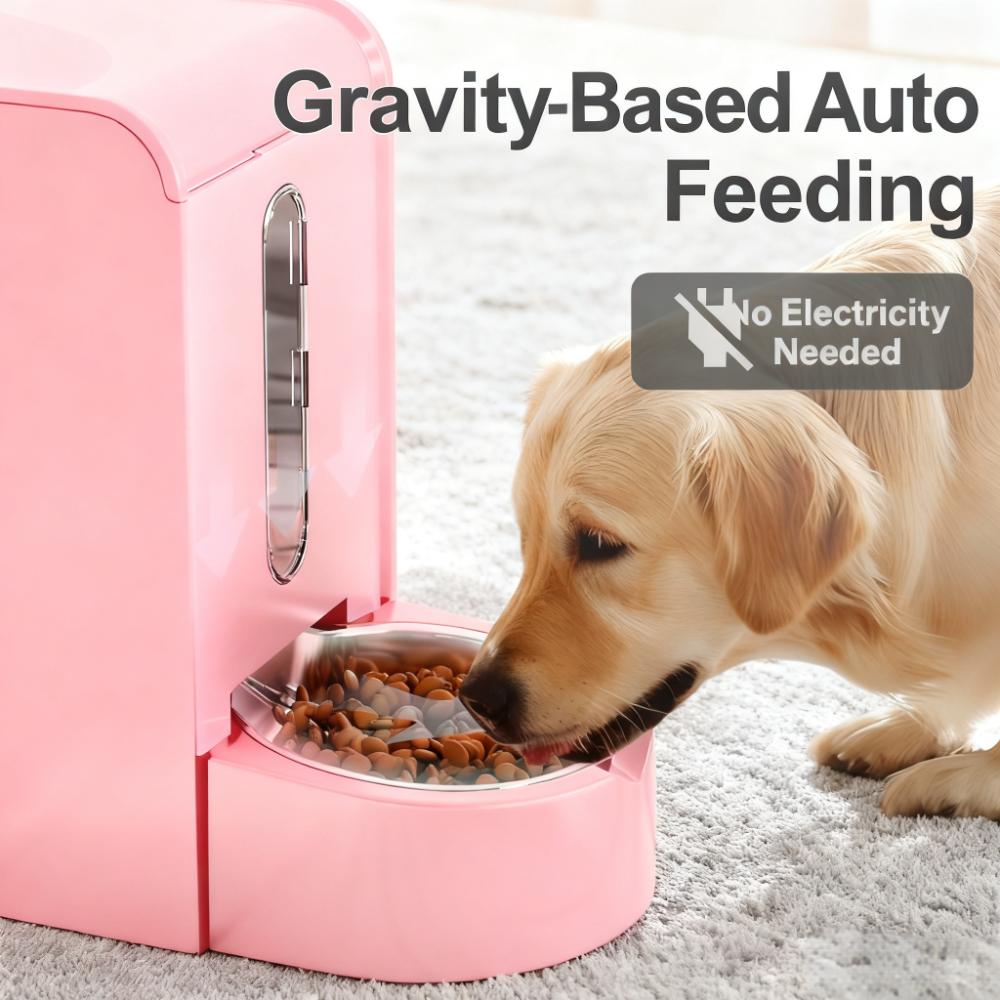 2-in-1 Pet Feeder and Water Dispenser with Gravity Auto Feeding