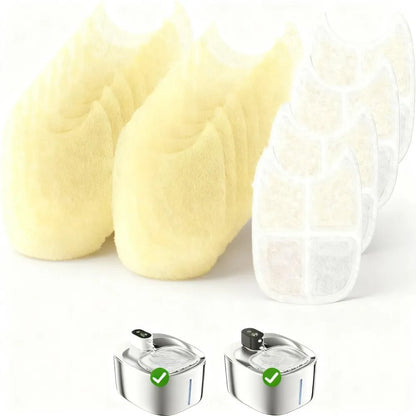 8-Pack 6-Layer Water Fountain Filters with Pre-Filter Sponges