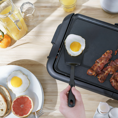10"x18" Electric Griddle with Warming Tray, Smokeless Nonstick & Adjustable Temperature