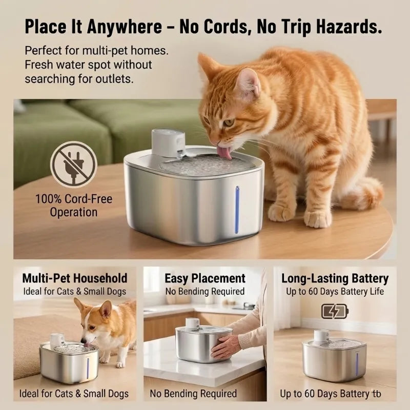 Smart Pet Fountain – Fresh & Healthy, 4L Capacity, 60% OFF + Free Replacement Filter