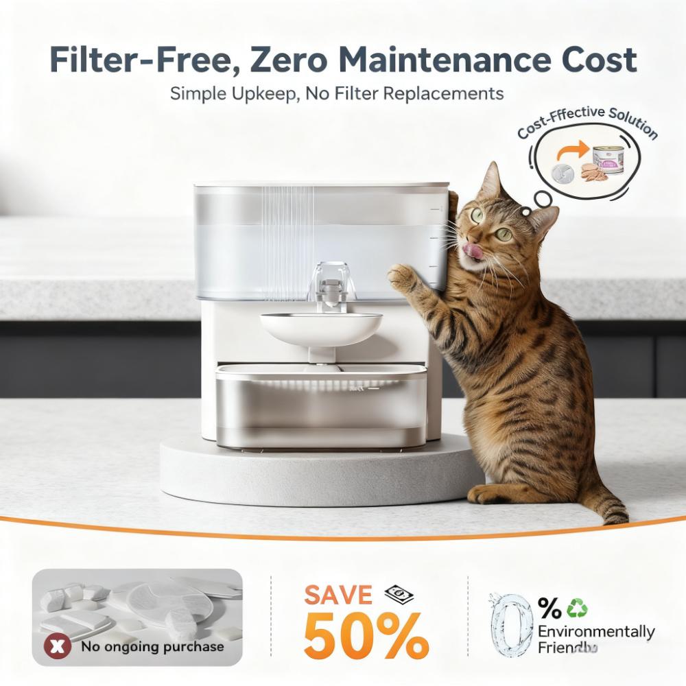 Cordless Rechargeable Pet Water Fountain with 304 Stainless Steel Bowl Description: