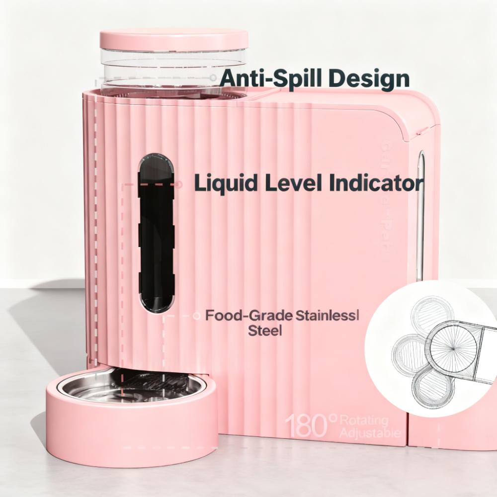 2-in-1 Pet Feeder and Water Dispenser with Gravity Auto Feeding