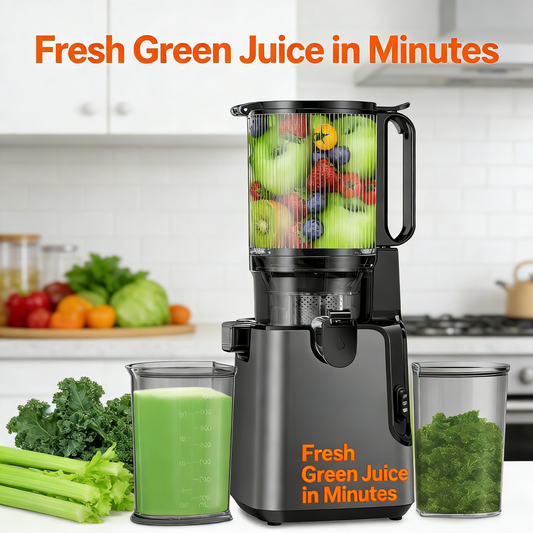 5.8" Large Chute Cold Press Juicer, Slow Masticating for High Yield